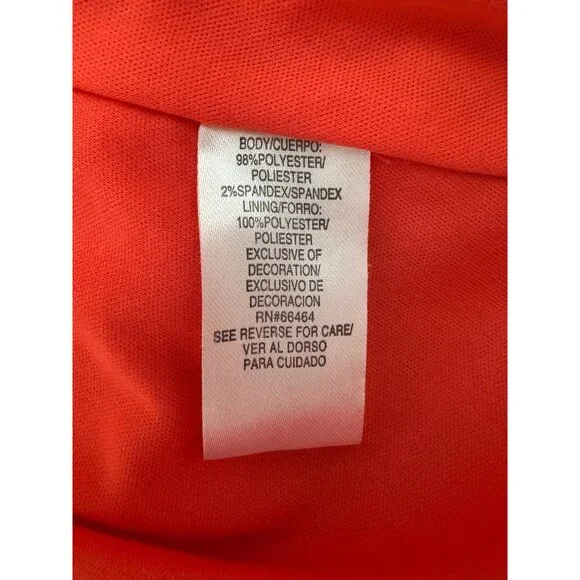 Sandra Darren Orange Coral Beaded Cutout Neckline Fit & Flare Dress Size 14 - Picture 7 of 10